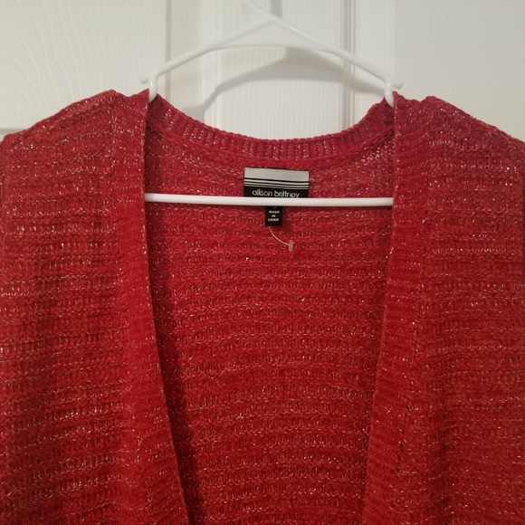 Allison Brittney Cardigan NWOT Small Red Shimmer - Picture 3 of 6